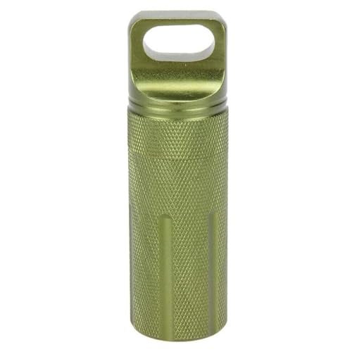 Portable Pill Case, Waterproof Seal Bottle, Waterproof Pill Holder,Pill Box Metal Small Pocket Survival Capsule Container for Hunting Camping Mountaineering (Green)